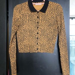 Cheetah print collared shirt with buttons